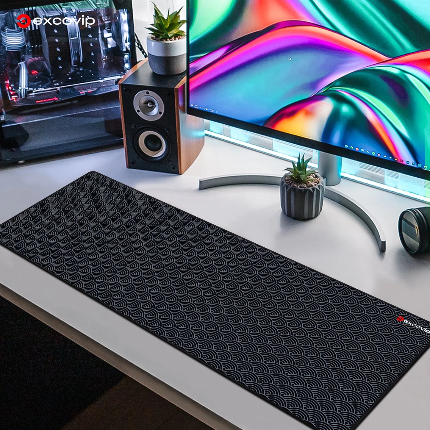 EXCO Gaming Mouse Pad Large Extended Computer Desk Mat Keyboard Mousepad with Stitched Edge Non-Slip Rubber Base for Home Office