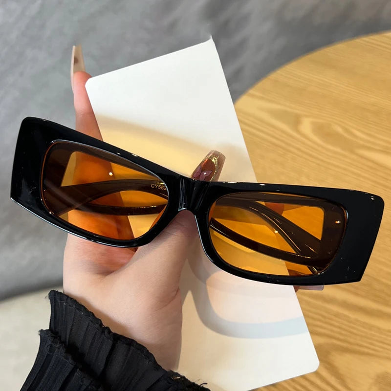 JNPCXI New Retro Cat Eye Women Sunglasses Fashion Black Orange Shades UV400 Men Trending Rivets Punk Sun Glasses