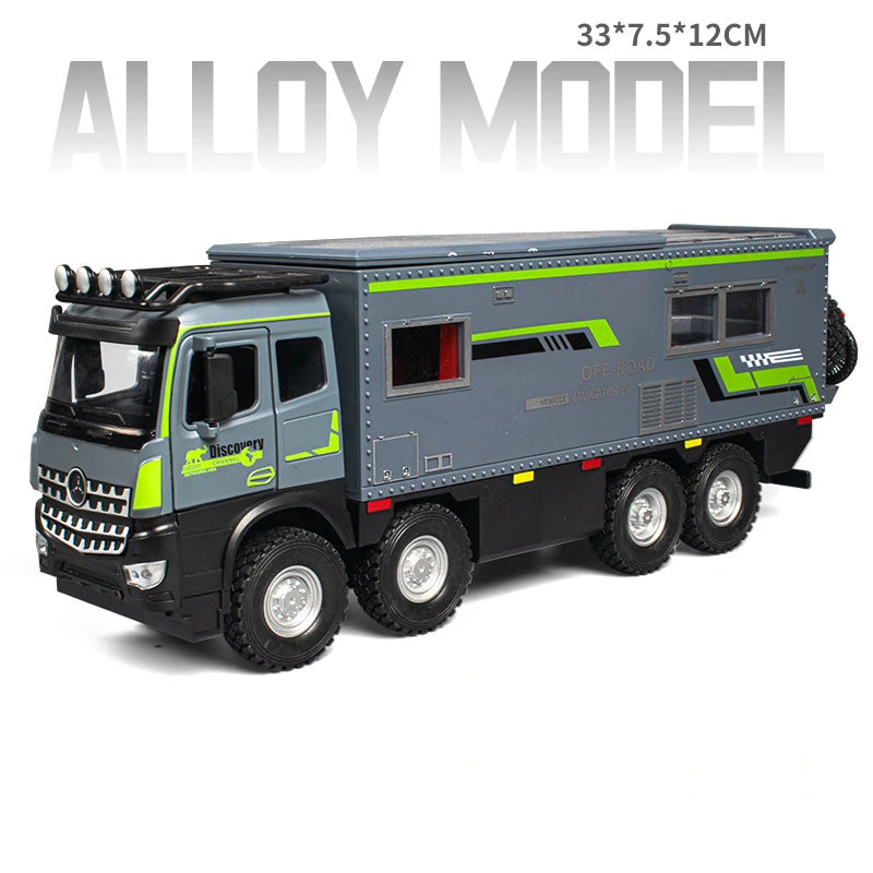 1:18 NOMADISM Alloy Diecast Travel RV Model Toys Car Doors Opened with Sound Light Wheel Sliding Vehices Boy Collecting Hobbies