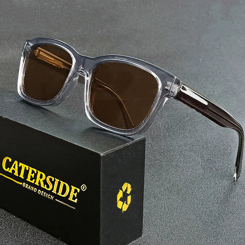CATERSIDE Retro Square Men's Sunglasses Punk Big Frame Brand Designer Sun Glasses Women's Travel Shopping Casual Eyewear UV400