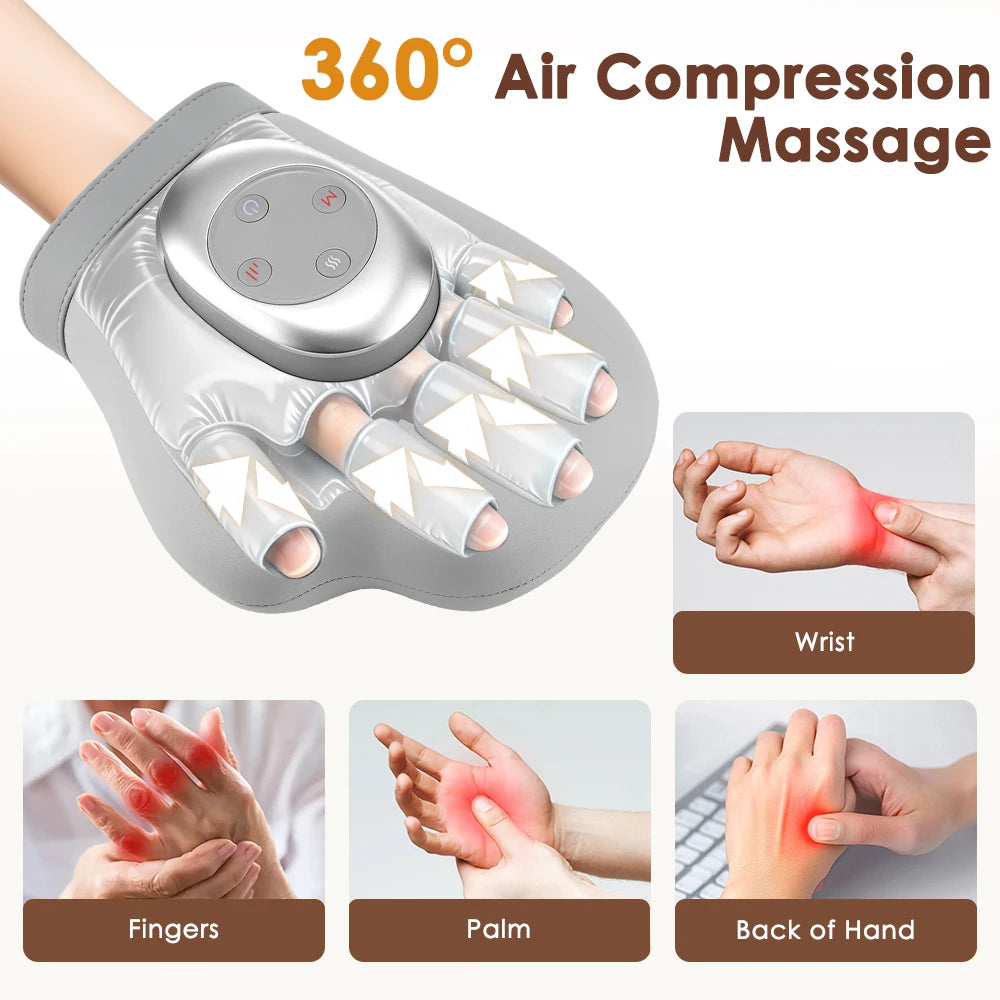 Hand Massager with Airbag Compression Finger Wrist Palm Massage Machine Vibration Kneading Massage Glove for Hand Muscle Relax