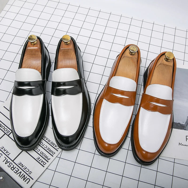 Classic Formal Shoes Man Casual Brogue Loafers Men High Quality Social Leather Shoes Slip On Business Dress Man Leather Shoes