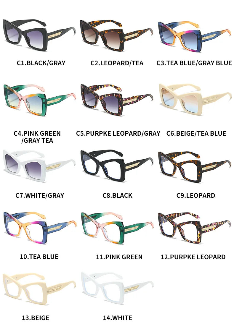 JNPCXI New Fashion Square Oversized Double Color Women Sunglasses Retro Gradient Lens Shades UV400 Men Trending Sun Glasses