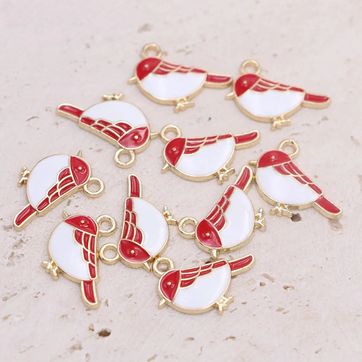 10Pcs Gold Color Enamel Blue Birds Charm Pendant Jewelry Making Earrings Bracelet Necklace Accessories DIY Craft