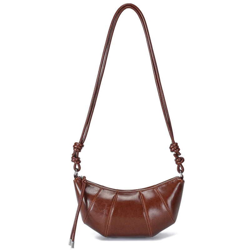 2026 new women's Mini cowhide leather Crossbody handbag luxury designer Lady commuting Shoulder Bag Oil Wax Leather Cowhorn bag