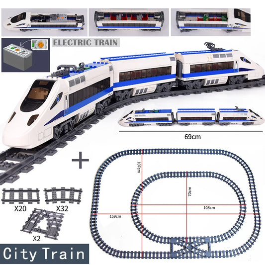 MOC City Series Train Metro Track Building Blocks Railroad Conveyance Toys Tr21