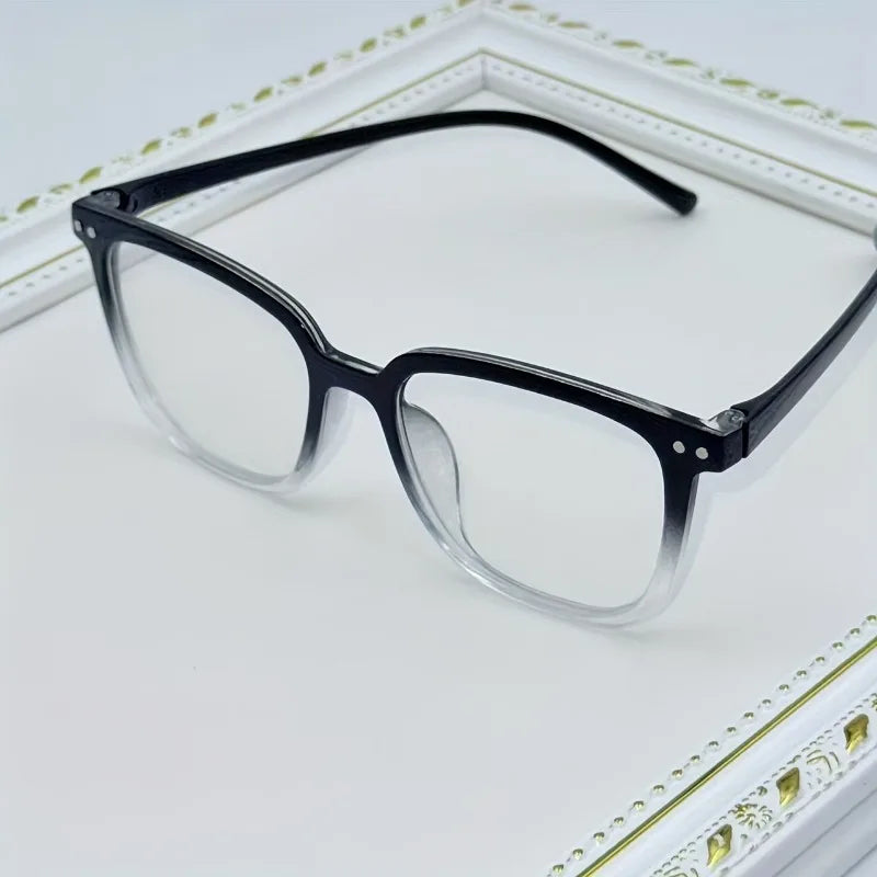4pcs Steam Punk Style Anti-Blue Light Square Glasses, Plastic Frame, Anti-Reflective Plastic Lens