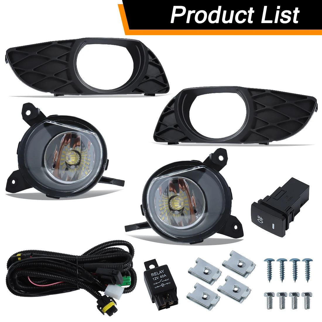 For Toyota Yaris VITZ 2003 2004 2005 2006 Fog Lamps LED Halogen Car Front Bumper Foglights with Frame Covers Wires Relay 12V