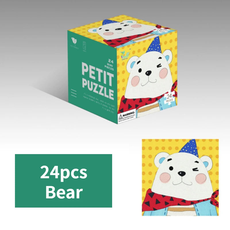Mini 24 Pieces Kids Paper Puzzle Children Petit Puzzle Early Education Toys Intellectual Toy 3 Years Old English Packaging