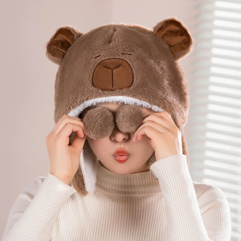 Cute Capybara Penguin Plush  Hat For Cycling Warm  Family And Friends Cartoon Husky Hat Christmas Gifts for the Winter Holidays