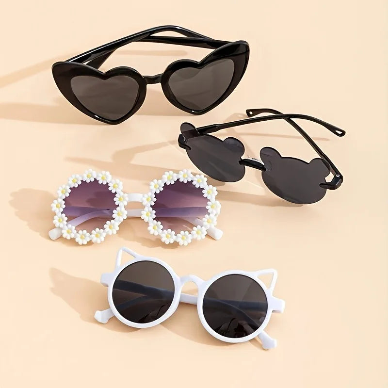 4pcs Cute Heart Bear Ear Shaped Fashion Glasses Perfect for Parties and Birthday Gifts New Year's Valentine's Day