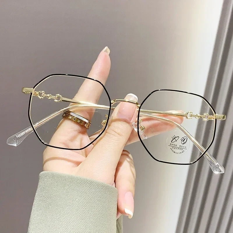 Ultralight Glasses Women Men Anti Blue Rays Polygon Frame Eyeglasses Anti-radiation Eyeglasses Korean Ultralight Glasses