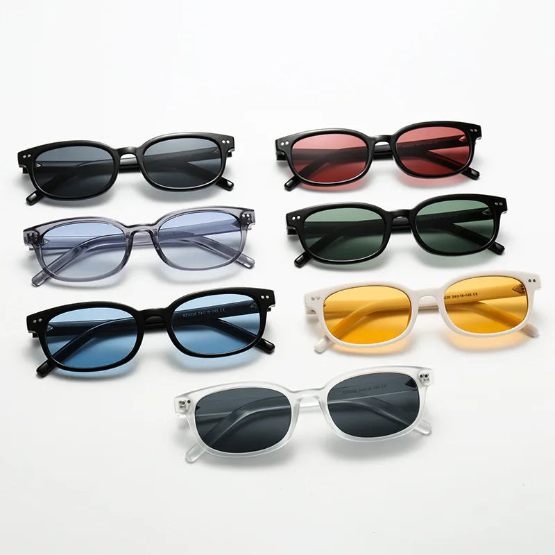 JNPCXI New Square Men Sunglasses Fashion Rivets Women Gray Blue Gradient Shades UV400