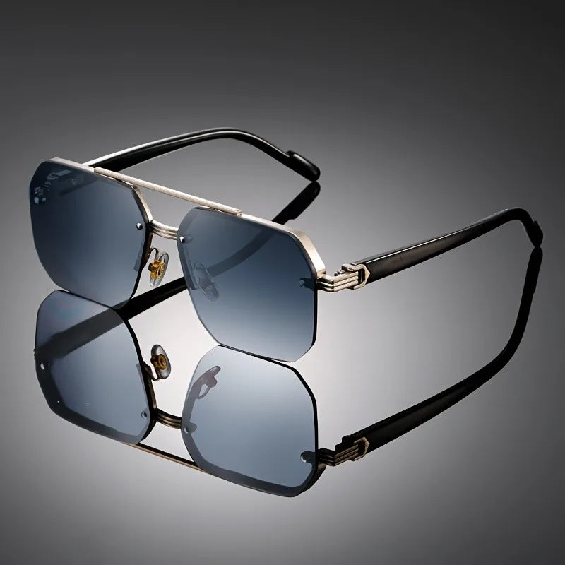 1 Pair of Retro Large Frame Polygonal Half Frame Fashionable Glasses, Suitable for Birthday Gifts and Photography Props