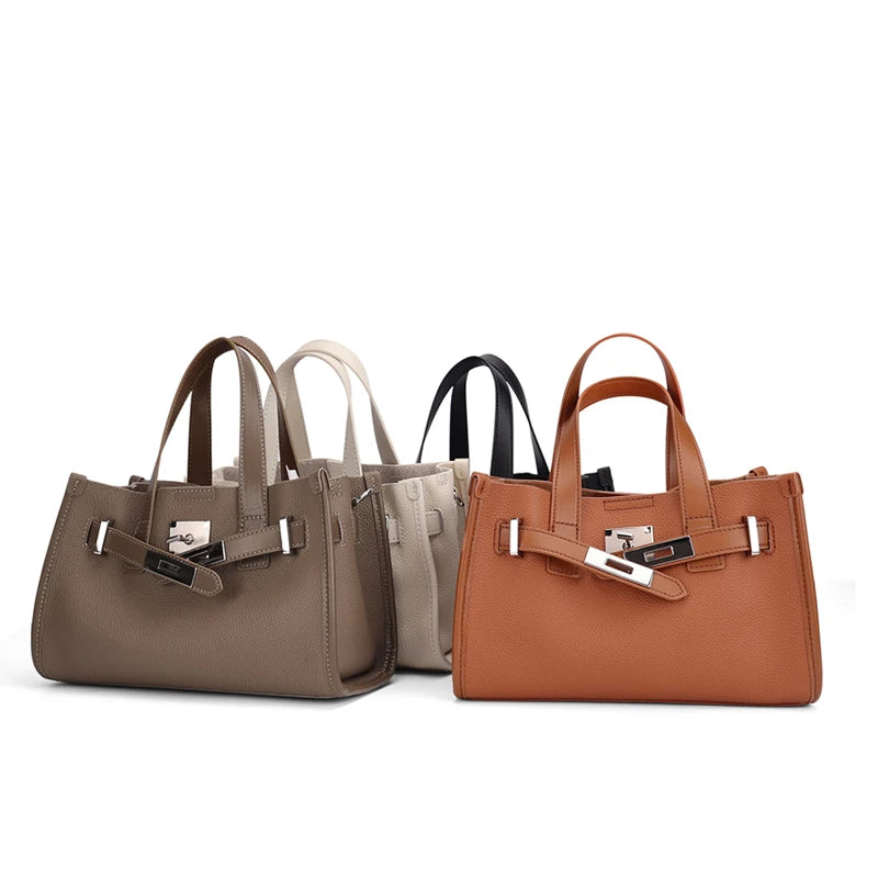 2026 Spring New women's Retro Genuine Cowhide Leather Tote Bag Female Luxury Designer Shoulder Underarm Bags Niche Crossbody Bag