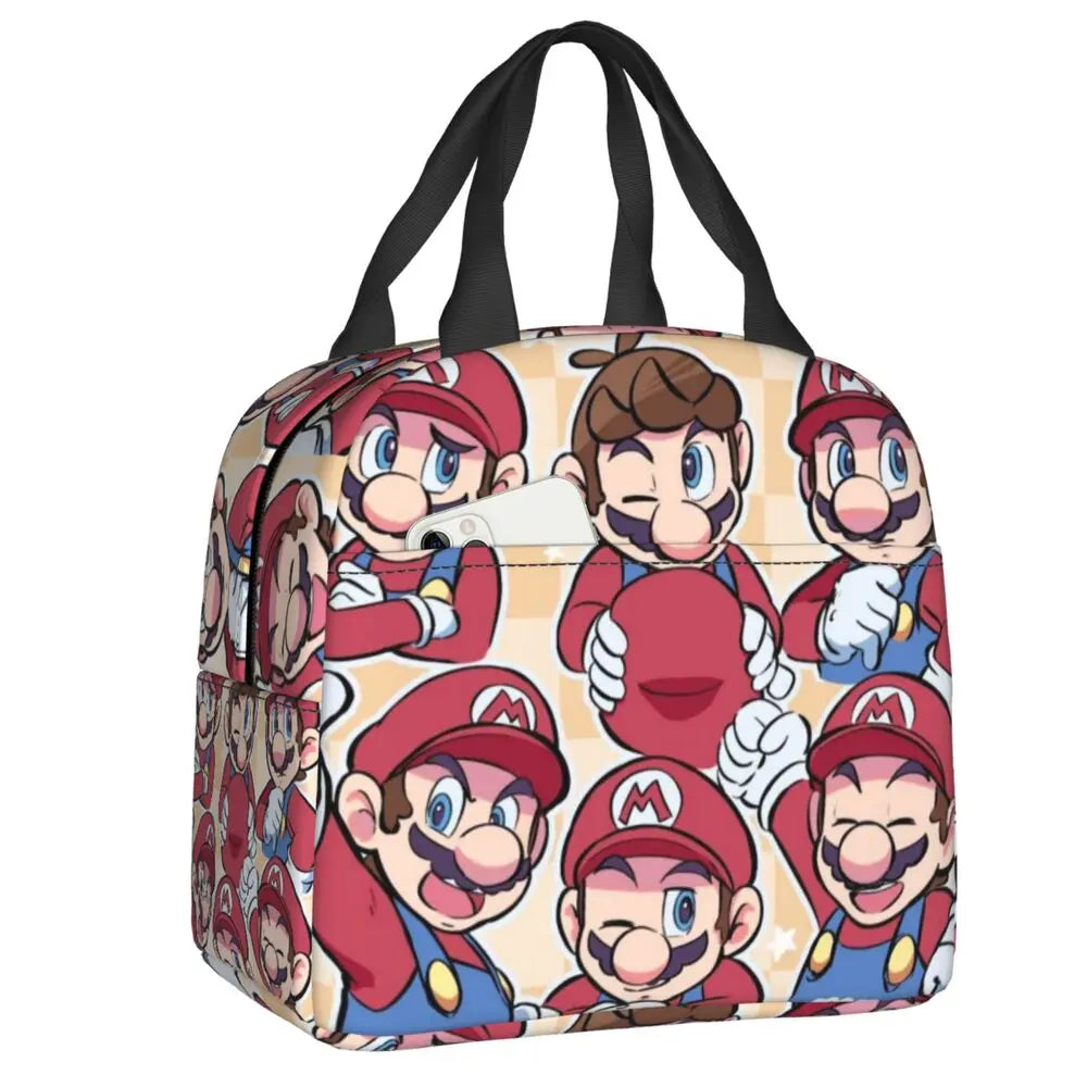Custom Mario SuperBros Insulated Lunch Bag Reusable Thermal Cooler Lunch Box M18