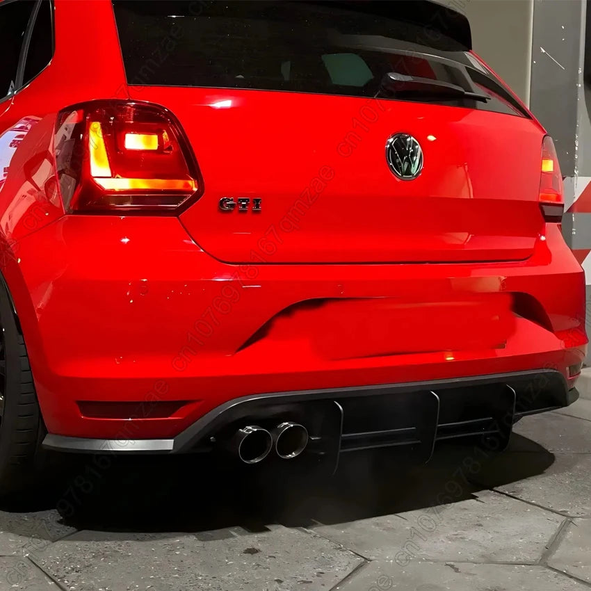 For VW Polo MK5 GTI 6R 6C Two/Four Door Facelift 2010-2018 Car Rear Bumper Diffuser Spoiler Splitter Body Kit Tuning Black