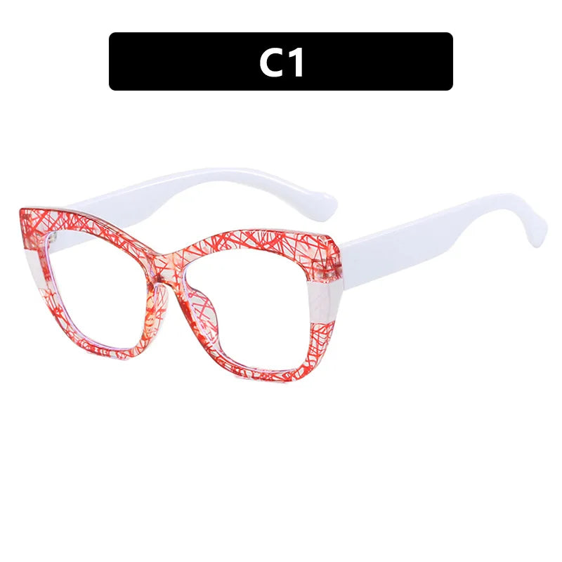 JNPCXI New Fashion Double Color Cat Eye Women Glasses Frame Clear Anti Blue Light Optical Leopard Eyewear