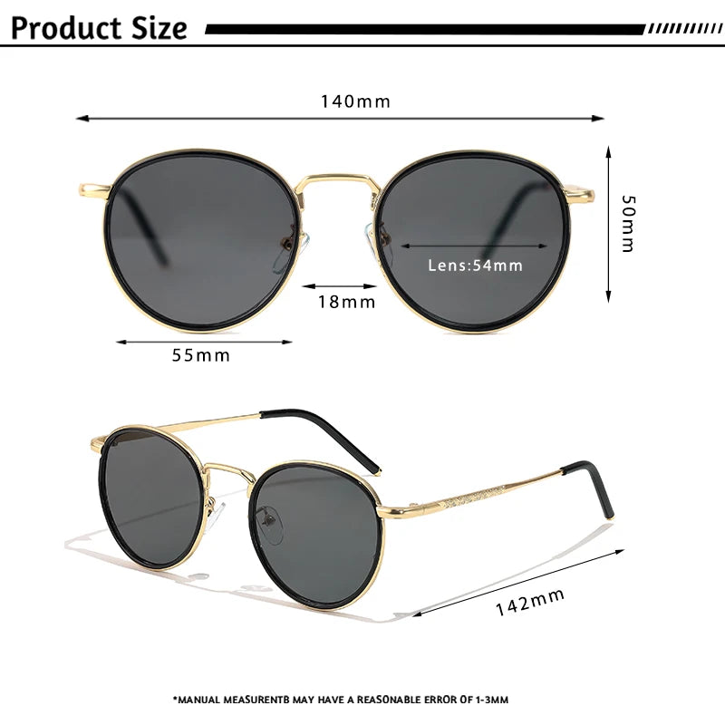 CATERSIDE Retro Round Sunglasses Men's Punk Metal Frame Brand Design Sun Glasses for Women's Party Travel Eyewear Business UV400