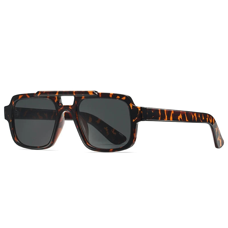 JNPCXI Fashion Double Bridges Square Men Sunglasses Fashion Gray Blue Shades UV400 Women Outdoor Punk Sun Glasses