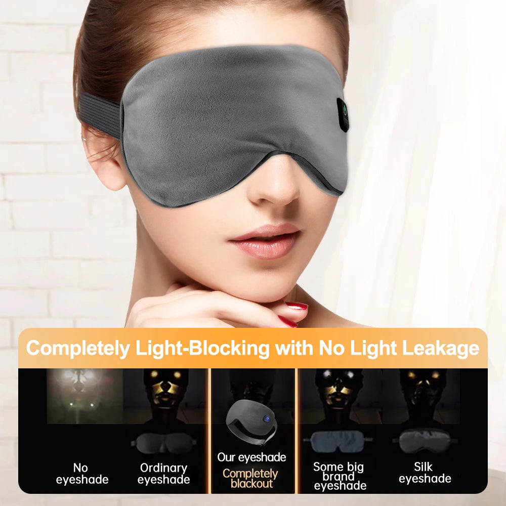 Eye Mask for Sleeping Hot Compress Massage Blindfold Night Sleep Mask Block Out Light for Women Men Cordless Heating Eye Cover