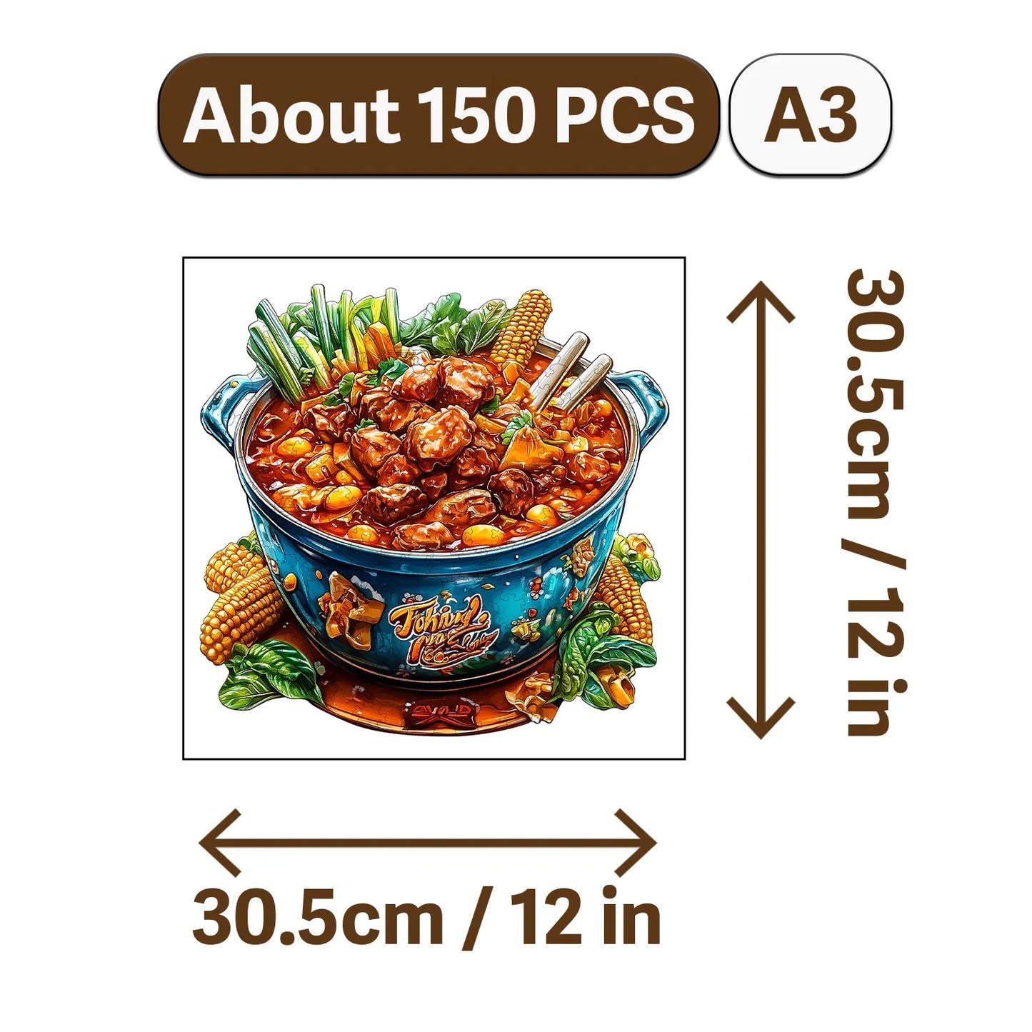 Crown and Cuisine Theme Wooden Jigsaw Puzzle Wood Home Decor Painting Christmas and Halloween Gift Toy For Teen And Kid