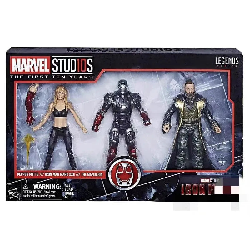 Original Hasbro Marvel Legends Series THE FIRST TEN YEARS PEPPER POTTS/IRON MAN MARK XXII/THE MANDARIN Anime Figure Toy Model
