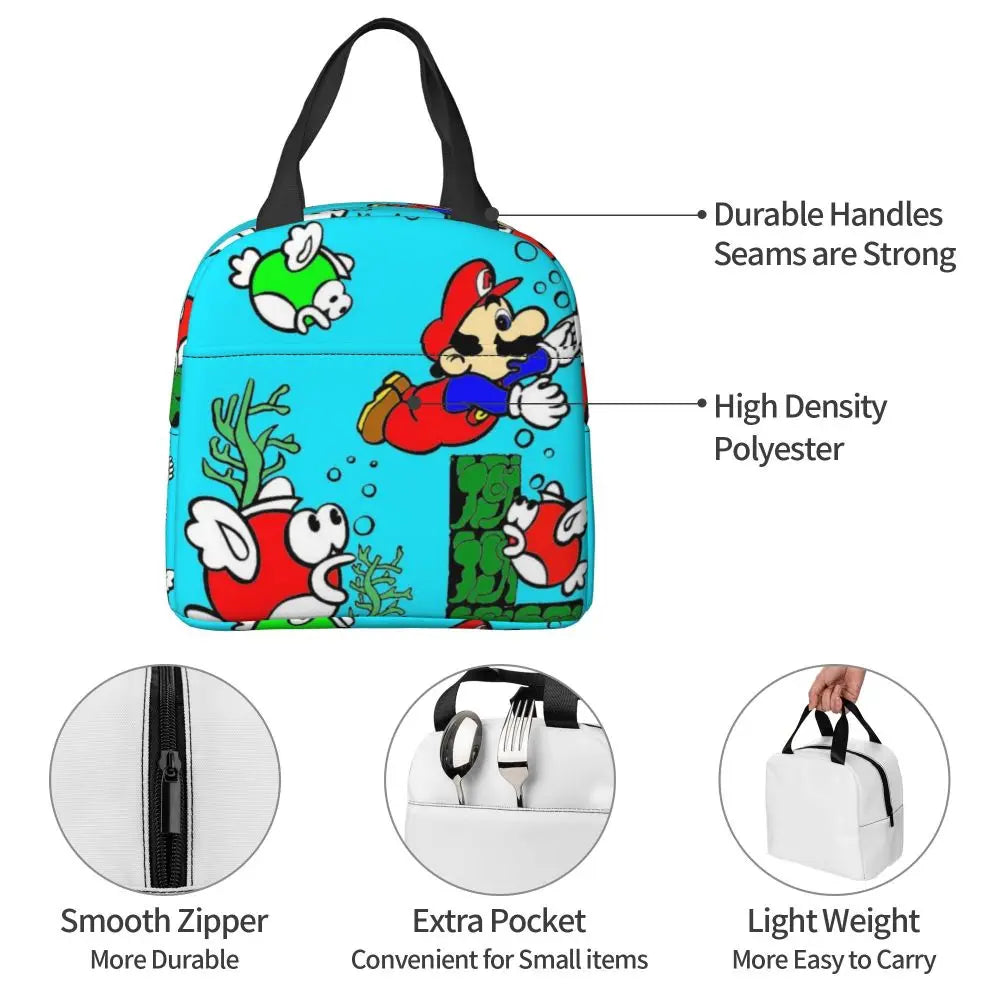 Custom MarioSuper Bros Insulated Lunch Bag Reusable Thermal Cooler Lunch Box M13