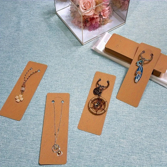 100-Pack Jewelry Display Cards with Protective Sleeves - Ideal for Necklaces, Earrings & Keychains - Crafted Gift Tags