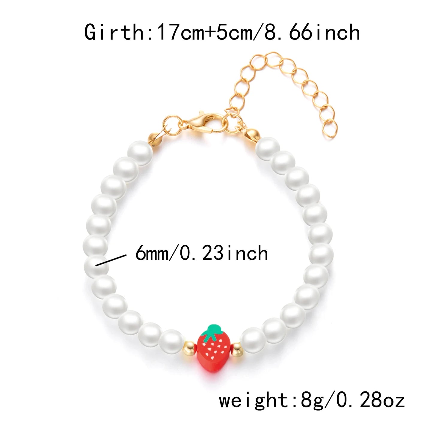 Boho Summer Sweet Strawberry Beaded Necklace for Women Girls Y2K Cute Pearl Beads Short Choker Neck Chain Jewelry Party Gift