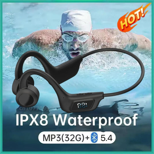 New BMAD Bone Conduction Headphones Wireless Bluetooth 5.4 IPX8 Waterproof Noise Canceling Headphones Painless Wear for Swimming