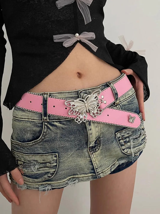 Barbie Pink Millennial Spice Y2K N Girdle 2024 New Butterfly Belt With Jeans Belt