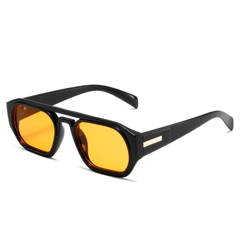 JNPCXI Retro Double Bridges Polygon Square Women Sunglasses Fashion Green Shades UV400 Men Clear Gradient Sun Glasses