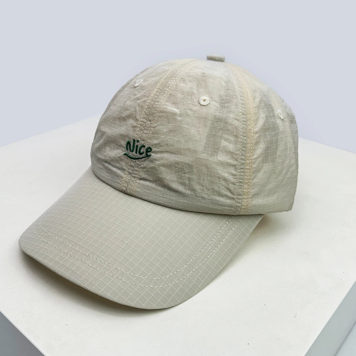 New Unisex Embroidered Nice Letters Simple Baseball Hats Breathable Quick Drying Sunshade Peaked Caps Versatile Small Lattice