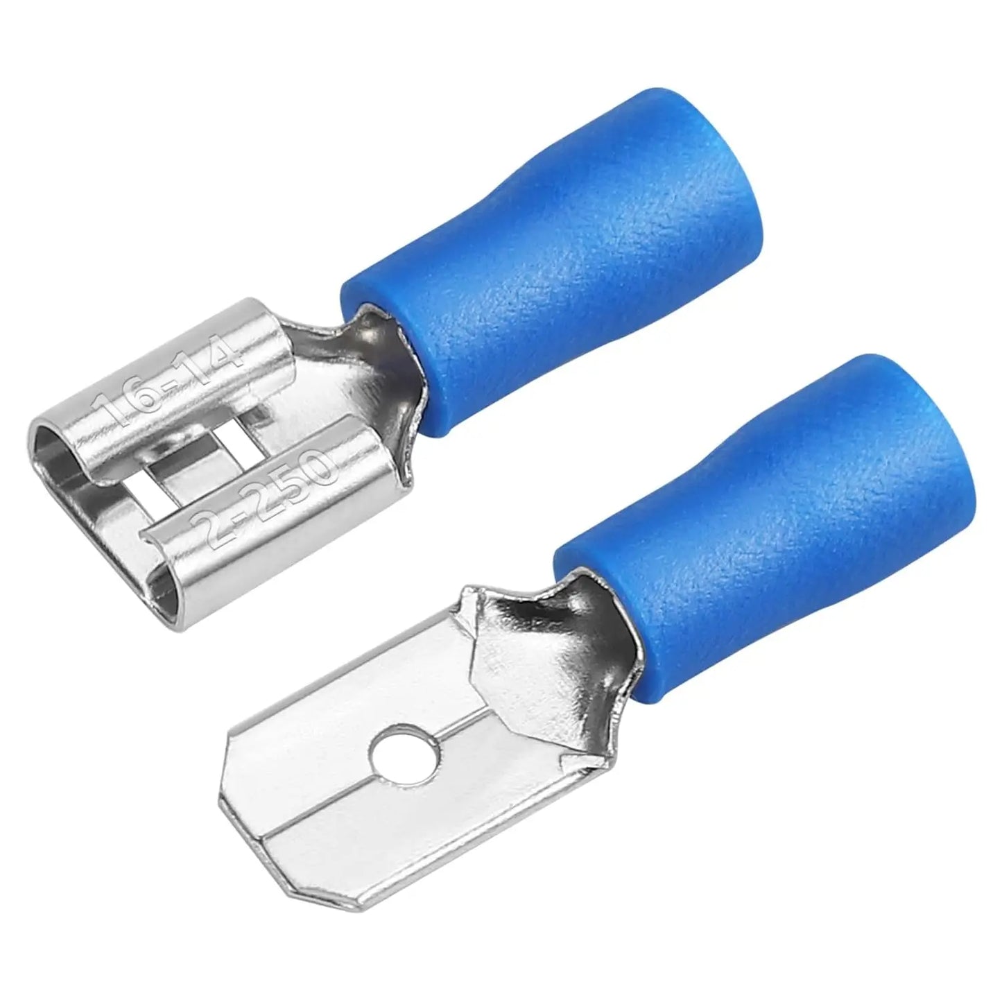 60/80pcs male female insulated spade connector, 6.3mm 1/4" 22-16/16-14/12-10 awg- electrical quick disconnect wire connectors