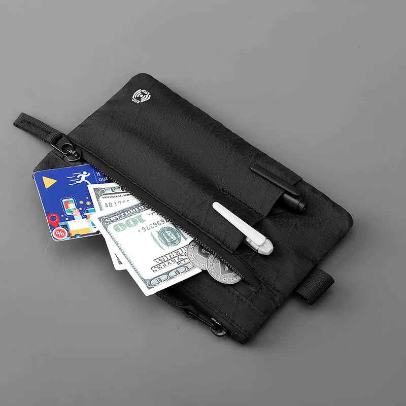 Zip Clutch with Wristband, Passport Holder Zipper Wallet and EDC Carrier - Weatherproof and RFID Blocking - 3 External Slots