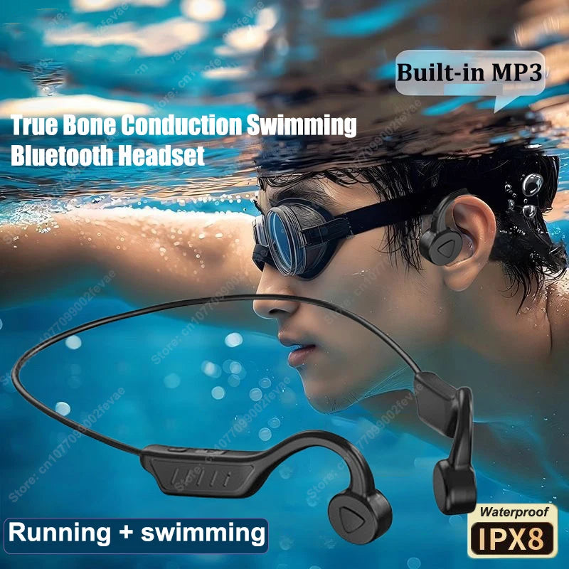 Bone Conduction Swimming Headphones Bluetooth 5.3 IPX8 Waterproof HIFI Stereo Sound MP3 Bluetooth Dual Mode Sports Headphones