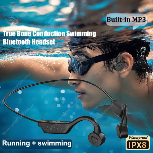 Bone Conduction Swimming Headphones Bluetooth 5.3 IPX8 Waterproof HIFI Stereo Sound MP3 Bluetooth Dual Mode Sports Headphones