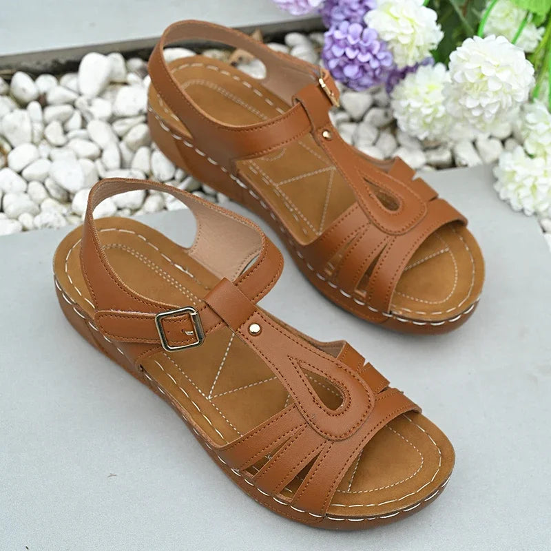 2025 Summer Women Wedge Sandals Lightweight Ankle Buckle Platform Gladiator Sandals Woman Peep Toe Non Slip Beach Sandles 36-43