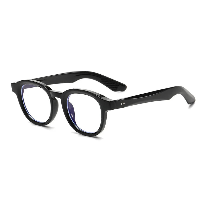 JNPCXI Retro Rivets Polarized Men Round Sunglasses Fashion Black Blue Trending Shades UV400 Women Clear Frame