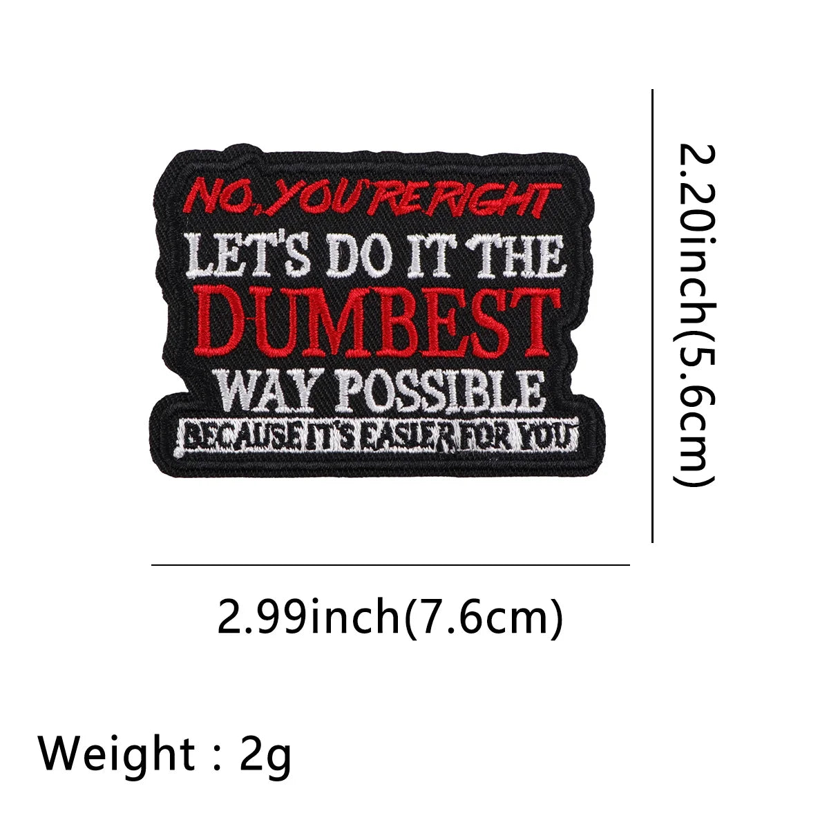 NO,YOU'RE RIGHT Man Embroidery Patch Funny Quotes Iron On Patches For Clothing Thermoadhesive Patches On Clothes DIY Sew Badges