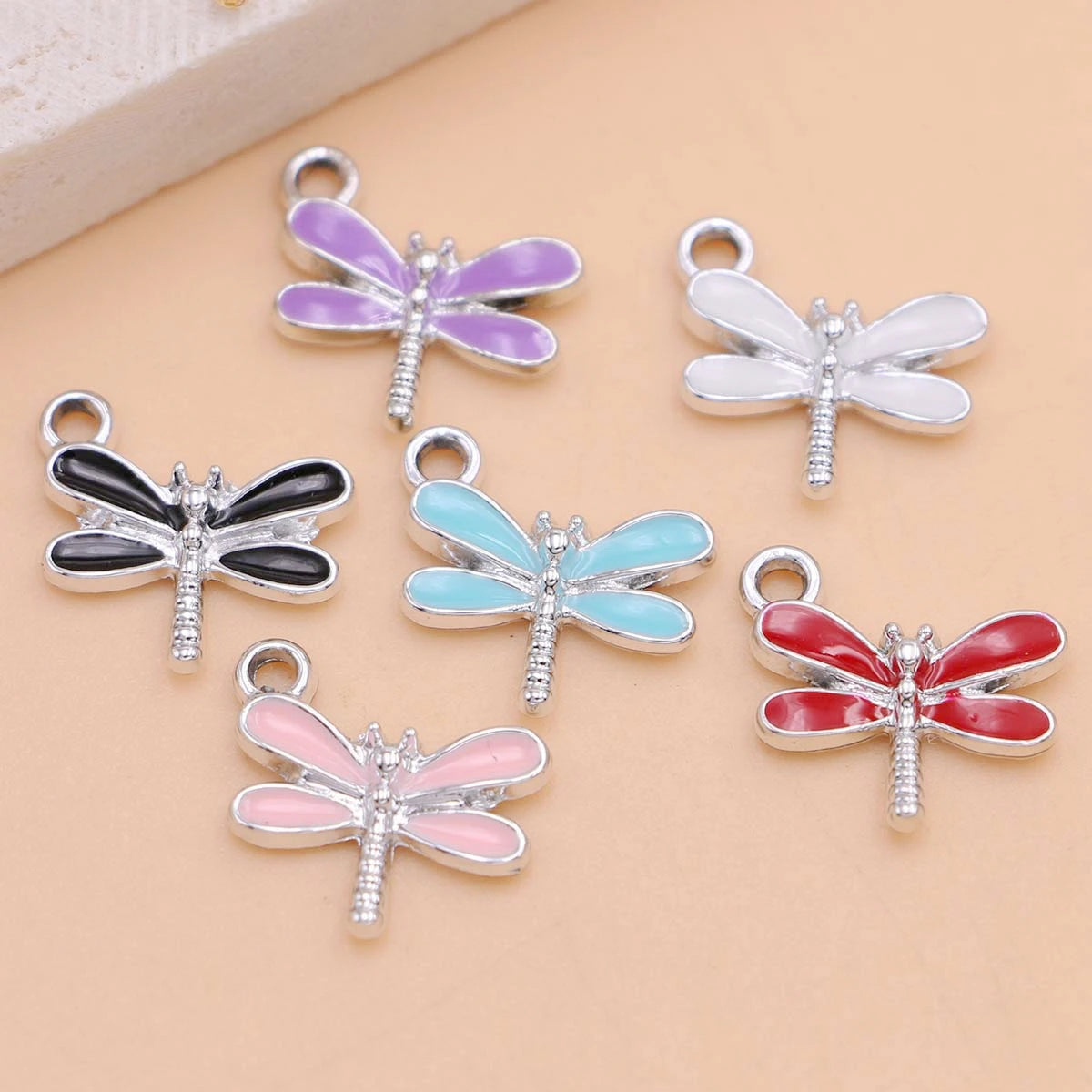 10Pcs Gold Plated Enamel Dragonfly Charms Pendant for Jewelry Making Earrings Bracelet Necklace Accessories DIY Craft Findings