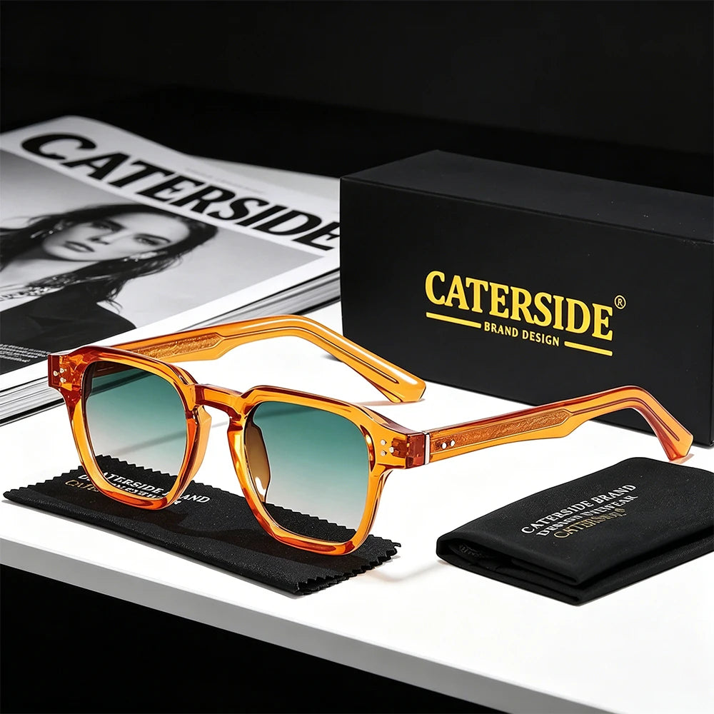 CATERSIDE Square Fashion Sunglasses Men Core Insert Temple Luxury Brand Sun Glasses Women Travel Beach Party Festival Gifts
