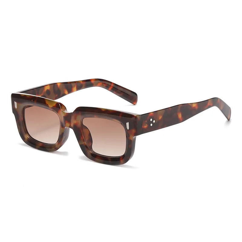 JNPCXI Fashion Square Sunglasses Women Retro Rivets Men Clear Ocean Lens Eyewear Shades UV400 Punk Sun Glasses