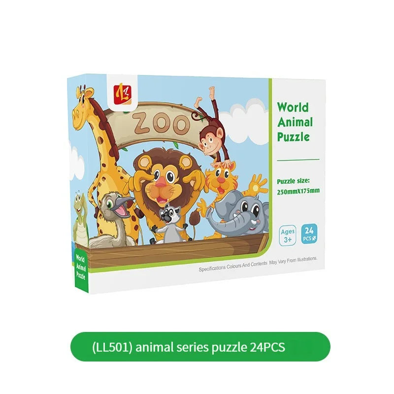 24PCS Kids Puzzle Cute Animal Undersea Cartoon Low Difficulty  Drawing Small Challenge Educational Toys Gifts Kindergarten Toys