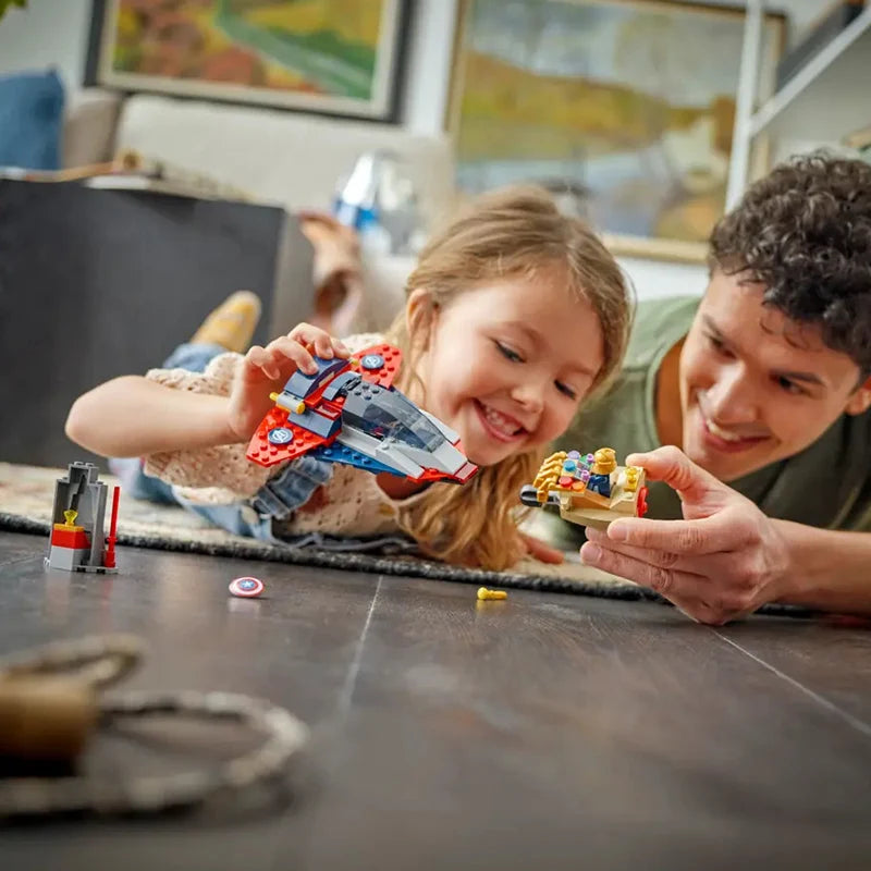 Lego building blocks Marvel high-tech starship fighter jet, spaceship model gift