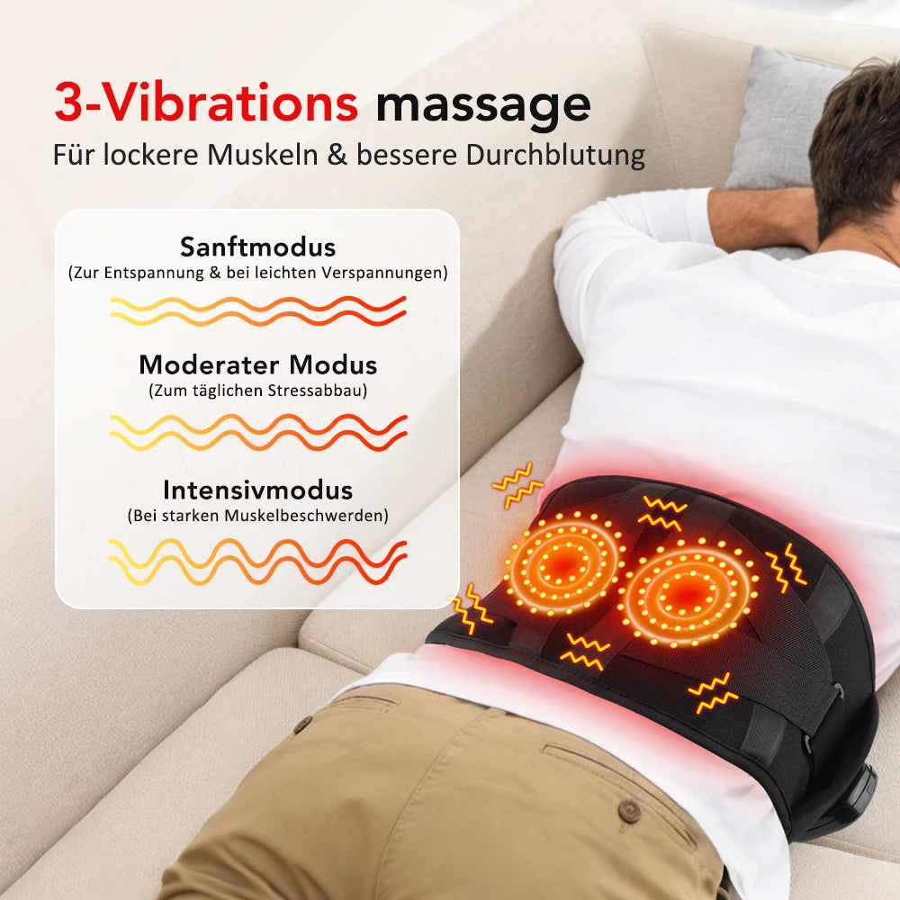 Electric Back Massager Heating Vibration Waist Support Device Lumbar Pad Waist Massage Strap for Muscle Relax Local Stock