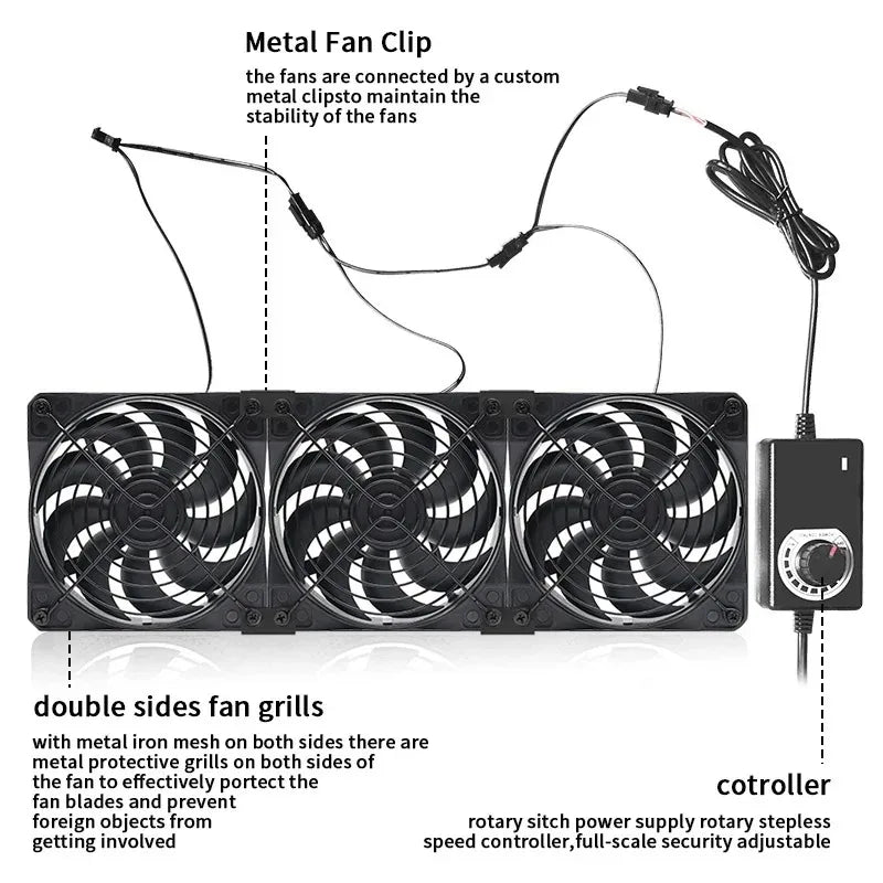 EU Plug 120mm 3000RPM Cooling Fan 12V/220V Mining, Server, Cabinet, Workstation