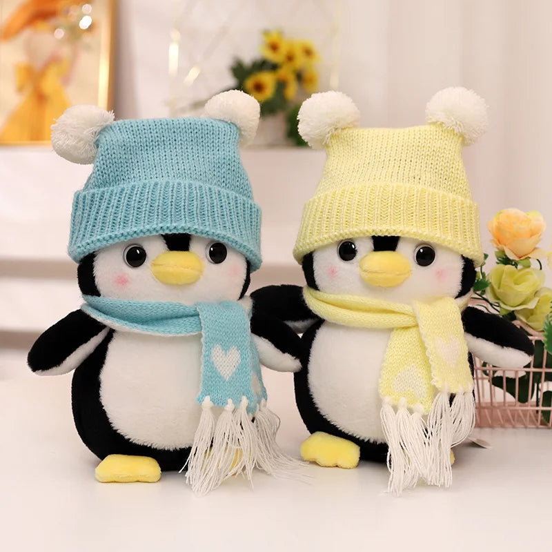 1pc 25/35cm Cute Penguin With Hat Scarf Plush Toy Doll Soft Stuffed Animal Cartoon Toys Pillow for Children Kids Xmas Gift Decor