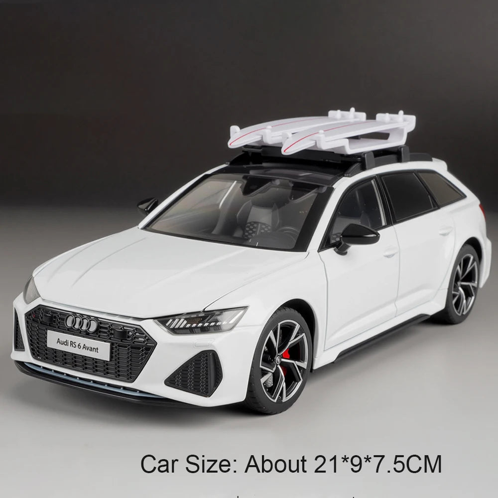 1:24 RS7 RS6 Miniature Car Model Diecast Alloy Toy Front Wheel Steering with Sound Light Pull Back Vehice Bookshelf Collectibles